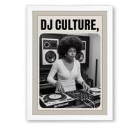 DJ Culture Typography Framed Wall Art Print A3 (42×29.7cm) White, Wall Decor for Living Room, Bedroom, Office & Home, Ready to Hang, Art Gift