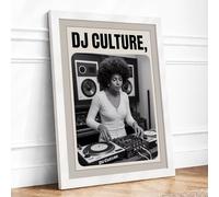 DJ Culture Typography Framed Wall Art Print A3 White