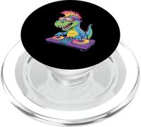 Dj Dinosaur Spinning Vinyl Cool Fun Music PopSockets PopGrip for MagSafe