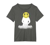 DJ Disc Jockey Smile T-Shirt, Women's Plus, Asphalt Grey, 2X
