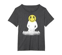 DJ Disc Jockey Smile T-Shirt, Women's Plus, Dark Heather Grey, 1X