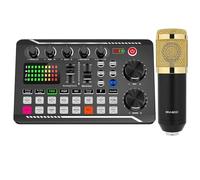 DJ Equipment Microphone Sound Card Console Studio Sound Card Kit Cable Phone Mixing Computer Live Voice Mixer F998 Sound Card Artists and Bands(With Microphone)