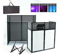 DJ Facade Booth - Foldable Event Table with Padded Carrying Bag, Includes White & Black Scrim for Portable DJ Stations