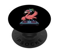Dj Flamingo With Headphones And Turntable Fun PopSockets Adhesive PopGrip