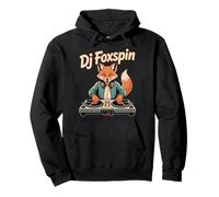 DJ Foxspin Retro Turntable Fox Music Producer Scene Pullover Hoodie