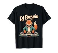 DJ Foxspin Retro Turntable Fox Music Producer Scene T-Shirt
