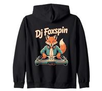 DJ Foxspin Retro Turntable Fox Music Producer Scene Zip Hoodie
