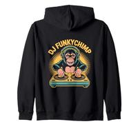 DJ Funkychimp Monkey DJ Turntables Headphones Club Music Zip Hoodie