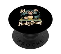 DJ FunkyChimp Retro Monkey DJ Turntable Vibes PopSockets Adhesive PopGrip