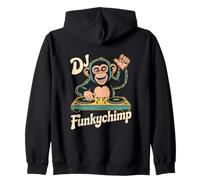 DJ Funkychimp Vintage Monkey Turntable Club Mix Zip Hoodie