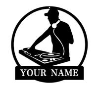 DJ-G Metal Wall Art: Custom DJ Record Turntablist Music Sign, Personalized Headphone Wall Decor