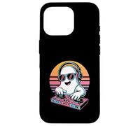 DJ Ghost Halloween Design with Retro Sunset and Headphones Case for iPhone 16 Pro