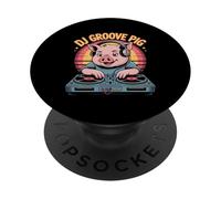 DJ Groove Pig Music Party Logo Nightlife Vibe PopSockets Adhesive PopGrip