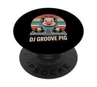 DJ GROOVE PIG Party Beats Logo Mashup Night Vibes PopSockets Adhesive PopGrip