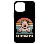 DJ Groove Pig Retro Sunset Beats Character Case for iPhone 16 Pro Max