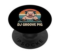 DJ Groove Pig Retro Sunset Beats Character PopSockets Adhesive PopGrip
