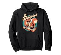 DJ Groove Squirrel Retro Turntable Club Vibes Pullover Hoodie