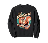 DJ Groove Squirrel Retro Turntable Club Vibes Sweatshirt