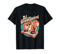 DJ Groove Squirrel Retro Turntable Club Vibes T-Shirt