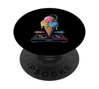 Dj Ice Cream Melting Beats Music Fun PopSockets Adhesive PopGrip