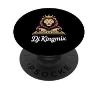 Dj Kingmix Lion Crown Turntable Club Music King PopSockets Adhesive PopGrip