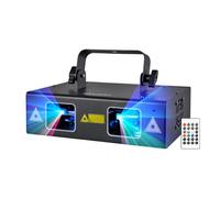 DJ Lights Party Lights, Gruolin RGB Full Color Laser Stage Light Music Sound Activated & DMX Control Patterns Projector, Perfect for Party Disco Bar Club Stage & DJ Lighting