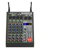 DJ Mixer, 4 Channel Mixing Console 16 Effect Bluetooth Sound Mixer With 2 Adjustable Frequency Wireless Microphone AM-AKS2
