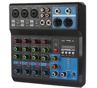 DJ Mixer,5 Channels Audio Mixer Sound Board Console USB/MP3/Bluetooth Stage Audio Mixer with Digital Input 48V Phantom Power Stereo for Live Youtube Streaming/PC/Recording Studio/Gaming