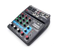 DJ Mixer, A4 Sound Mixing Console USB Record Computer 48V Phantom Power Delay Repaeat Effect 4 Channels USB Audio Mixer