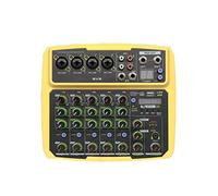DJ Mixer Controller 6-Channel Audio Mixer outdoor conference USB Bluetooth reverb audio processor Sing live with sound card Sound mixer for Streaming/Podcasting/Gaming, Phone, Computer(BV6 yellow)