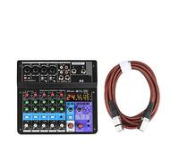 DJ Mixer Controller 6 Channels Sound Mixing Console Bluetooth Mobile USB Record Computer Playback 48V Phantom Power Input Audio Mixer A6 for Streaming/Podcasting/Gaming, Phone, Computer(A6 1pcs 3M)