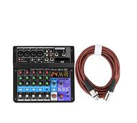 DJ Mixer Controller 6 Channels Sound Mixing Console Bluetooth Mobile USB Record Computer Playback 48V Phantom Power Input Audio Mixer A6 for Streaming/Podcasting/Gaming, Phone, Computer(A61pcs 5M)