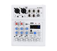DJ Mixer Controller Audio Sound Mixer 4 Channel Mini Mixing Console Bluetooth USB PC Play Record Karaoke Portable DJ Controller AG-AS04A for Streaming/Podcasting/Gaming, Phone, Computer(Bianco)