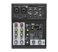 DJ Mixer Controller Audio Sound Mixer 4 Channel Mini Mixing Console Bluetooth USB PC Play Record Karaoke Portable DJ Controller AG-AS04A for Streaming/Podcasting/Gaming, Phone, Computer(Nero)