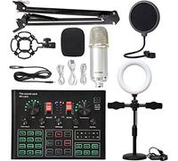DJ Mixer Controller BM900K Song KTV Shouting Microphone Sound Card Set Condenser Microphone Mobile Phone Computer Sound Card Live Broadcast Full Set for Streaming/Podcasting/Gaming, Phone, Computer(5)