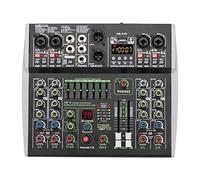 DJ Mixer Controller Mini 4 Channel Audio Mixer Individual Phantom Power 99 DSP Effects Bluetooth USB Computer Play Record Mixing Console for Streaming/Podcasting/Gaming, Phone, Computer(AM-AX6)