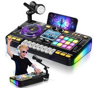 DJ Mixer for Kids, Toddler DJ Mixing Table with DJ Turntable, Game Mode, Light & Speed Control and Microphone, Gifts for 3 4 5 6 Years Old Boys Girls - Kid DJ Mixer Set