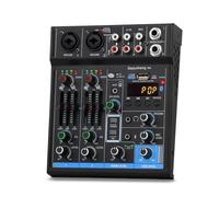 DJ Mixer, M4 4 Channel Mini Mixer Sound Card DJ 16 Digital Effects Noise Reduction Console USB Recording For Singing