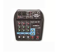 DJ Mixer Powered Mixer A4 4-Channel Pure Stage Mixer Stage Outdoor Performance Conference Audio With MP3 Bluetooth Reverb Live Mixer Support USB/SD Card Compact Mixing Console (Black 185x150x55mm)
