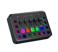 DJ Mixer, Sound Card Gaming Mixer,Streaming 4-Channel RGB Mixer with XLR Microphone Interface,for Game Voice,Podcast