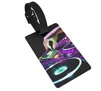 Dj Mixes The Track in Nightclub at Party 2 Pcs Luggage Tags, Privacy Cover ID Label Loop and Address Card for Travel Bag Suitcase