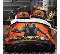 DJ Monkey Art Duvet Cover 3D Design Printed Extra Soft 3 Pieces Bedding Set Zipper digital Illustration Quilt Cover Luxury Washable for Adults Kids Women Teens Youth Girls Boys King（220x240cm）