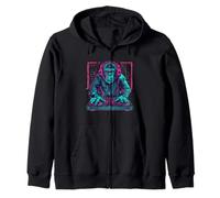 DJ Monkey House Beatmaker EDM Turntable DJ Monkey Techno Zip Hoodie
