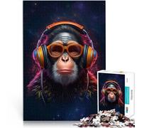 DJ Monkey with Headphones1000 teenager Pieces Jigsaw Puzzle Family Entertainment Toys Wall Decoration Unique Birthday and Xmas Gifts 38x26cm