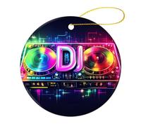 DJ Music Lover Funny Round Ceramic Hanging Souvenir Christmas Ornaments for Home Xmas Tree Decoration
