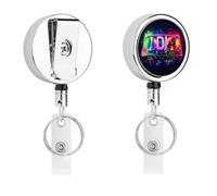 DJ Music Lover Retractable Keychain Heavy Duty Metal Badge Reels for Name Card Key Conferences Office