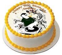 DJ MUSIC TABLE DECKS Premium Quality Edible Large 7.5 Inch Round Icing Cake Topper - Text can be Customizable - Make your Celebrations Memorable with Our Delightful Charming Cake Toppers D1