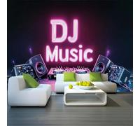 DJ Music Theme Party Banner - Neon Lights, Suitable for Families, Rooms, and Parties, Modern Club Decoration for Families 240X180cm