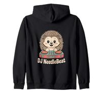 DJ NeedleBeat Cute Hedgehog Turntable Party Mix Zip Hoodie