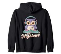 DJ Nightowl Owl DJ Headphones Turntable Nightlife Vibes Zip Hoodie
